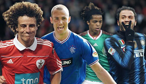 Vier gute Transfers: David Luiz, Kenny Miller, Giovani Dos Santos, Giampaolo Pazzini (v.l.)
