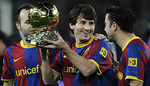 Die drei möglicherweise besten Fußballer der Welt: Iniesta, Messi und Xavi