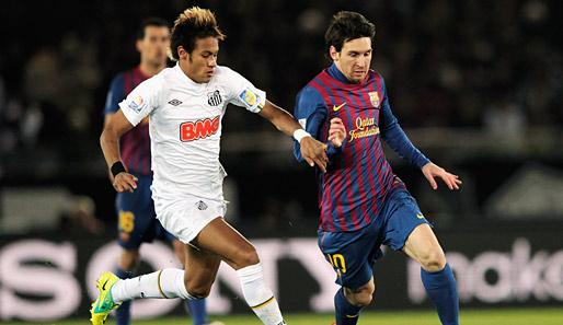 Zwei Ausnahmekicker unter sich: Neymar (l.) und Lionel Messi im Zweikampf