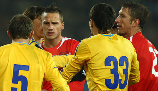 Marko Arnautovic (M.) könnte mit Österreich wieder gegen die Ukraine antreten