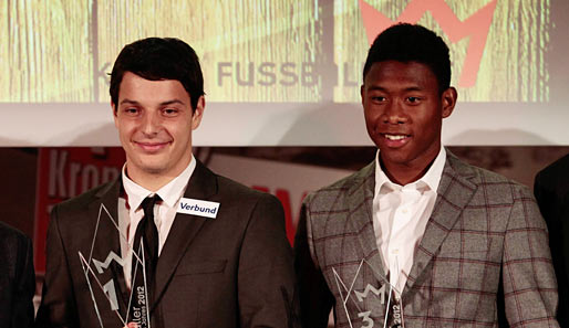 Philipp Hosiner (l.) und Bayern Münchens David Alaba bei Österreichs Fußball-des-Jahres-Gala