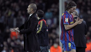 Pep Guardiola (l.) trainierte in der Saison 2009/2010 Zlatan Ibrahimovic (r.) in Barcelona