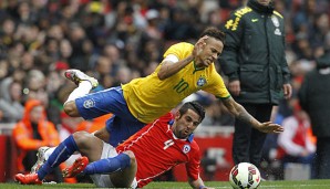 Beim 1:0-Sieg gegen Chile musste Neymar einiges einstecken