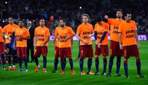 Der FC Barcelona trug vor dem Spiel gegen Eibar Shirts für Cruyff
