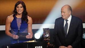 Hope Solo und Sepp Blatter auf einer FIFA Gala zum Balon D'or 2012