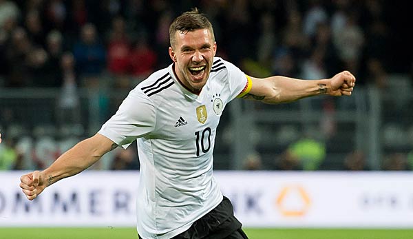 Lukas Podolski traf in seinem letzten Länderspiel gegen England.