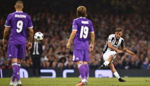 Platz 10: u.a. Paulo Dybala (Palermo, Juventus Turin) - 9 direkt verwandelte Freistöße.