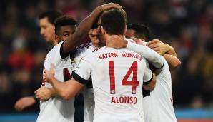 Platz 5: FC Bayern München in der Saison 2015/16 (17 Siege, 1 Remis, 1 Niederlage, Tordifferenz 50:9)