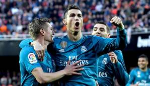 Platz 3: Cristiano Ronaldo (10 Spiele in der Saison 2017/18, Real Madrid)