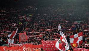 7.: Anfield Road (FC Liverpool) – Einnahmen 2017/18: 91,6 Millionen Euro – Kapazität: 53.394 - Zuschauerschnitt 2017/18: 53.049 Zuschauer.