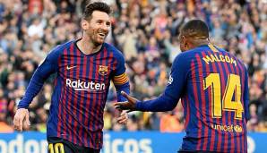 Spielen gemeinsam beim FC Barcelona: Malcom und Superstar Lionel Messi.