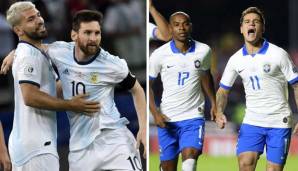 Stehen sich im Copa-Halbfinale gegenüber: Argentinien mit Lionel Messi und Sergio Agüero und Brasilien mit Philippe Coutinho.