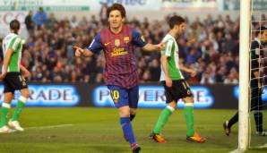 PRIMERA DIVISION: Lionel Messi - 50 Tore für den FC Barcelona in der Saison 11/12: Auf dem Höhepunkt seines Schaffens traf Messi in allen Wettbewerben unfassbare 73 Mal. Darunter waren unter anderem die fünf Tore gegen Leverkusen in der Königsklasse.