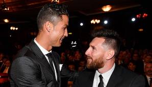 Cristiano Ronaldo und Lionel Messi beim quatschen Ballon d'Or.