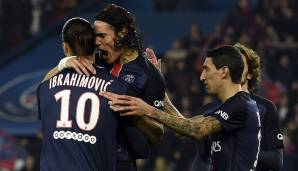 Platz 10 - 67 Tore: Zlatan Ibrahimovic, Edinson Cavani, Angel Di Maria (Paris Saint-Germain) – 2015/16.