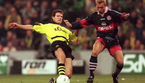 ANDREAS MÖLLER vom BVB zu Schalke 04: Das Sakrileg! Möller hatte sich beim BVB nach seiner Rückkehr aus Italien 1994 von einer Mischung aus Weltstar und Persona non grata erneut zu einem Schlüsselspieler unter Hitzfeld hochgearbeitet.