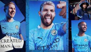 Created in Manchester: Auch das neue Heimtrikot hat City schon offiziell vorgestellt. Vor allem Sergio Agüero scheint es zu gefallen.
