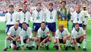 ENGLAND | EM 1996 | Gary Neville, David Platt, Steve McManaman, Darren Anderton, David Seaman, Alan Shearer, Paul Gascoigne, Teddy Sheringham, Tony Adams, Stuart Pearce und Gareth Southgate.