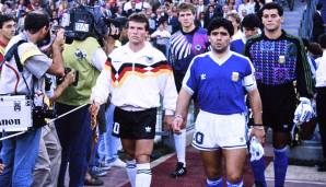 "1990 hat uns die Mafia den Titel geklaut. Weil wir Italien im Halbfinale rausgeworfen haben, musste Deutschland Weltmeister werden. Sie bekamen einen Elfmeter, der keiner war." (Über das WM-Finale 1990)