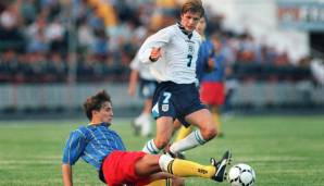 DAVID BECKHAM. Eine der schillerndsten Figuren des englischen Fußballs gab gegen Moldawien sein Debüt und hatte vielleicht seinen größten Moment für England mit seinem Freistoßtor gegen Griechenland in der WM-Quali 2002.