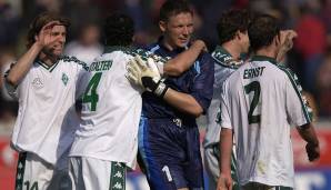 FRANK ROST: Der erste Nachfolger von Lehmann. Am 31. März 2002 lag Werder Bremen gegen Hansa Rostock mit 2:3 zurück. In der 90. jagte Rost den Ball nach einer Ecke per Volley ins Tor - und es kam sogar noch besser.