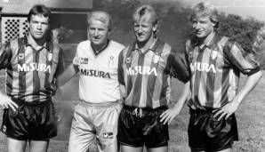 … und anschließend nach großen Erfolgen zu Inter. Dort gewann er als Trainer von Matthäus, Brehme und Klinsmann (v.l.) 1989 die Meisterschaft und 1991 den UEFA-Cup. Milan sollte er dagegen nie mehr trainieren.
