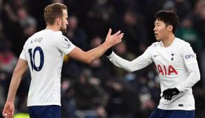 Platz 8: Harry Kane (38 Spiele / 20 Tore / 4 Assists) und Heung-min Son (33 Spiele / 12 Tore / 7 Assists) | Tottenham Hotspur | 43 Scorerpunkte