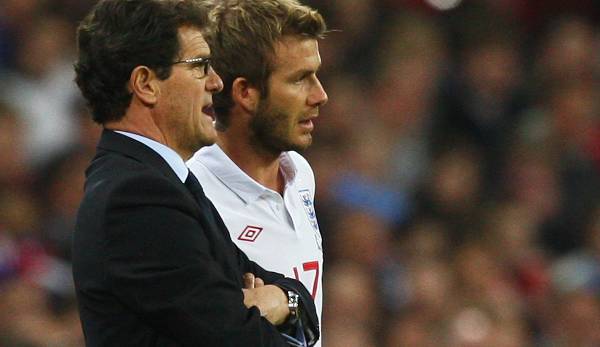 Gemeinsam für England bei der WM 2010: Trainer Fabio Capello (l.) und Starspieler David Beckham.