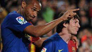 Thierry Henry (l.) und Lionel Messi spielten zwischen 2007 und 2010 gemeinsam für den FC Barcelona.