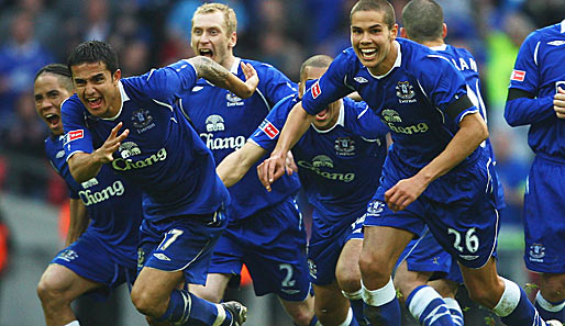 Die Spieler des FC Everton freuen sich über den Einzug ins FA-Cup-Finale