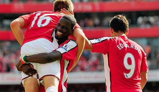 Dem FC Arsenal machen Spieler wie Ramsey, Eboue und Eduardo (v.l.) im Moment sehr viel Freude
