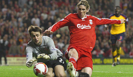 Fernando Torres (r.) kam 2007 für 38 Millionen Euro von Atletico Madrid zum FC Liverpool