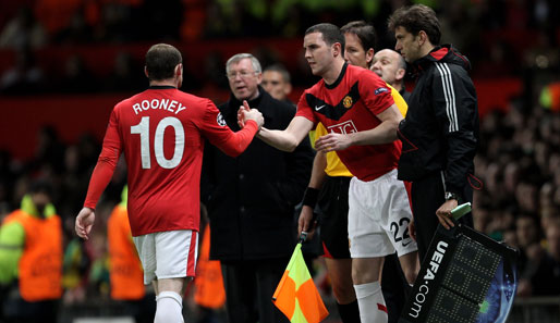 Wayne Rooney machte beim CL-Rückspiel gegen Bayern in der 56. Minute Platz für John O'Shea
