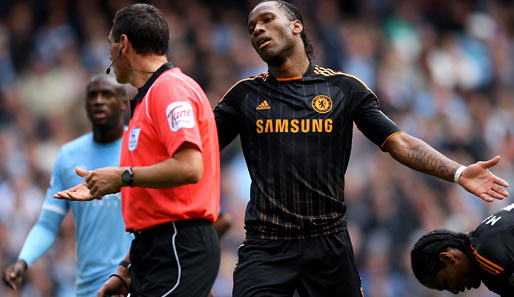 Didier Drogba kam bei Chelseas Niederlage bei Manchester City überhaupt nicht zur Geltung