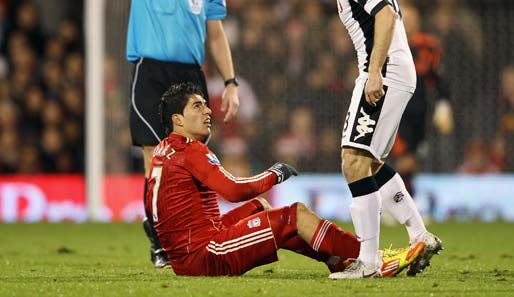 Liverpool-Stürmer Luis Suarez hatte in der Partie gegen Fulham keinen leichten Stand