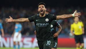 Sergio Aguero krönte sich mit seinem Treffer in der Champions League gegen den SSC Neapel zum alleinigen Rekordtorschützen von Manchester City