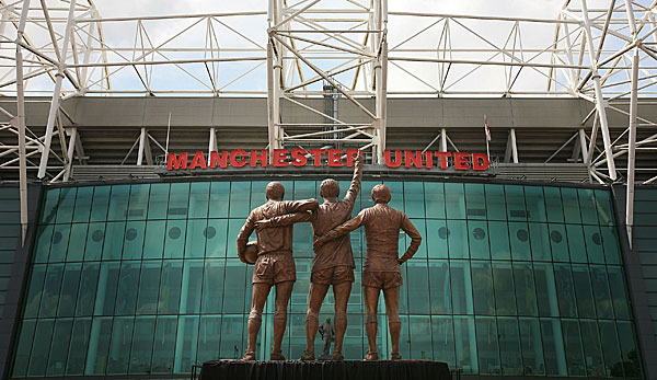 The Holy Trinity statue in front of Old Trafford: George Best, Bobby Charlton and Denis Law.