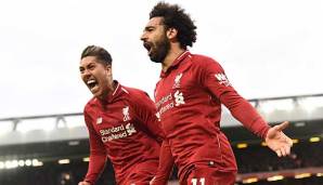 Bejubeln gemeinsam den Last-Minute-Sieg gegen Tottenham: Liverpools Mo Salah und Roberto Firmino.