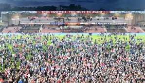 Die Fans von Guingamp feiern 2013 die Rückkehr in die Ligue 1