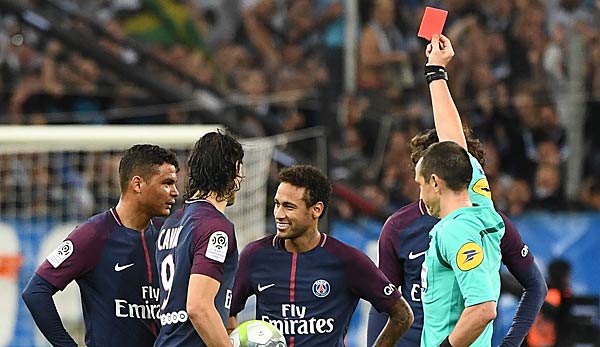 Neymar sah im Topspiel der Ligue 1 gegen Marseille die Gelb-Rote Karte