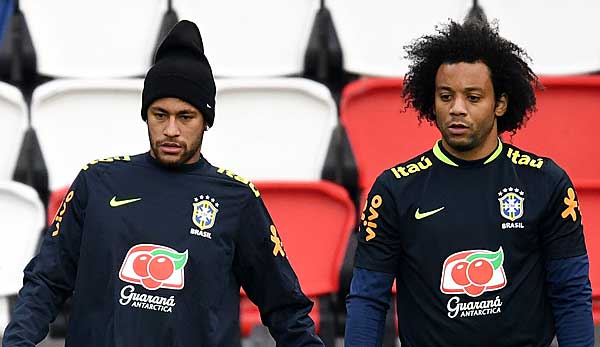 Marcelo und Neymar kennen sich aus der Nationalmannschaft Brasiliens.