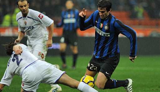 Inter-Stürmer Diego Milito erzielte per Elfmeter das Siegtor gegen den AC Florenz