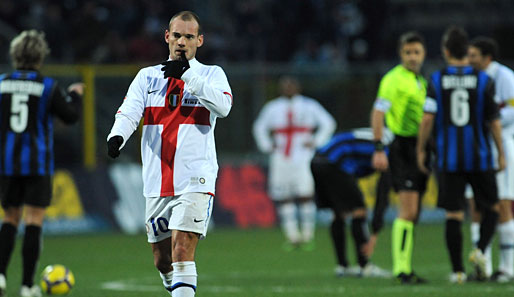 Leiser Abgang: Wesley Sneijder wurde im Spiel gegen Atalanta Bergamo des Feldes verwiesen