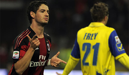 Alexandre Pato hatte mit einem Doppelpack für Milan großen Anteil am Sieg