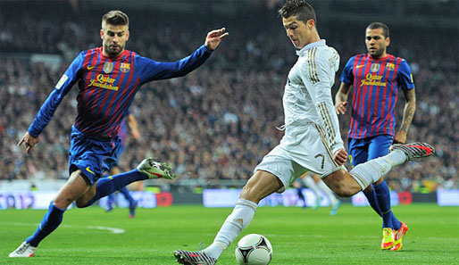 In der 11. Minute brachte Cristiano Ronaldo (r.) Real Madrid gegen Barcelona in Führung