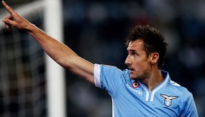 Miro Klose rettete den Laziali wichtige drei Punkte im Spiel gegen Cagliari