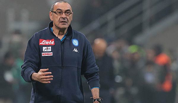 SSC Neapel-Coach Maurizio Sarri am Seitenrand bei einem Spiel seines Teams