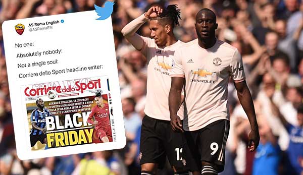 "Black Friday": Die Correire dello Sport verursachte mit ihrer Titelseite zum Aufeinandertreffen der beiden ehemaligen Manchester-Teamkollegen Lukaku und Smalling einen Eklat.