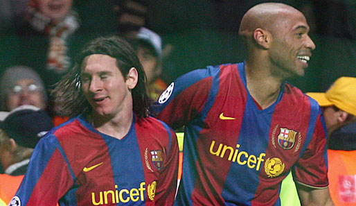 Erzielten zusammen 28 Saisontore für den FC Barcelona: Lionel Messi (l.) und Thierry Henry