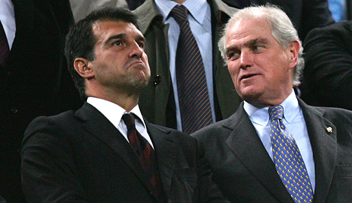 Joan Laporta (l.) ist seit Juni 2003 Präsident des FC Barcelona